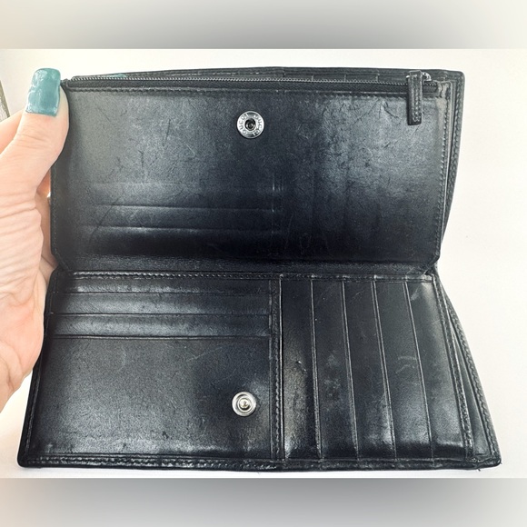 Gucci Long Wallet Black Eel Skin Vintage Exotic Leather Rare Authentic - Picture 8 of 15